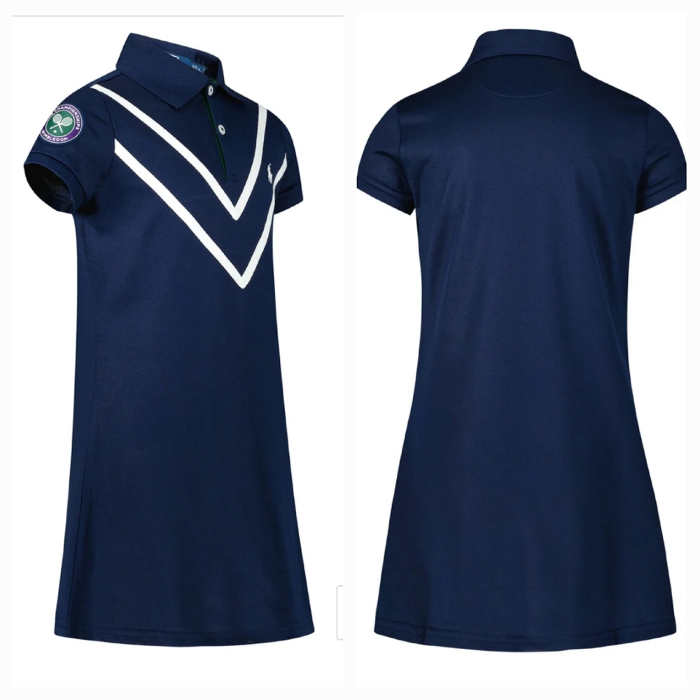 NWT Polo Ralph Lauren Wimbledon Chevron Performance Polo Dress, Size M - Picture 5 of 16